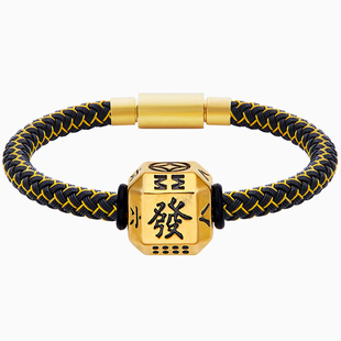 新款发财黄金手链男款正品足金招财转运珠男5D硬金电黑金国潮风