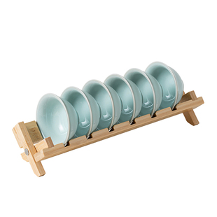 天青汝窑茶杯品茗杯原矿釉陶瓷功夫茶杯配杯架家用办公室待客茶盏