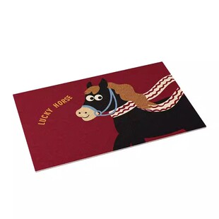 小马福吉新年入户门丝圈地垫2026新年玄关进门口脚垫除尘蹭土门垫