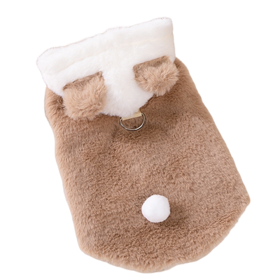 狗狗衣服小熊耳朵连帽绒衣秋冬季保暖泰迪比熊博美猫咪衣服小型犬