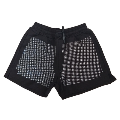 松紧腰加大码宽松显瘦短裤镶钻女