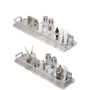 浴室置物架免打孔卫生间亚克力洗手洗漱台挂毛巾架子墙上收纳银色