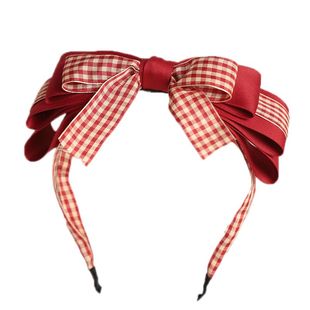 LOLITA发饰小红帽红色发卡发箍配饰新年洛丽塔JK制服酒红格子头饰