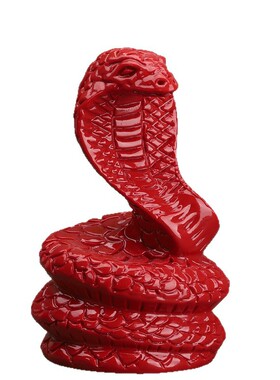 朱砂红色蛇摆件十二生肖蛇