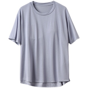 木纤维 免穿文胸 女士莫代尔BRAT恤衫 圆领短袖家居睡衣夏款