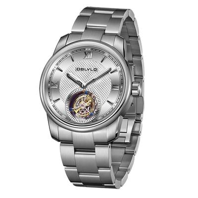 欧宝罗同轴陀飞轮自动男士钢带表