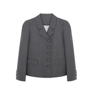 2025秋冬新款时尚通勤OL气质短外套翻领单排扣收腰纯色西装女