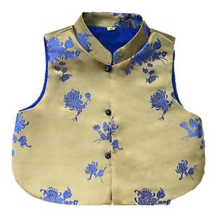 万物生金对襟系列~亲子款唐装拜年服男童织锦提花马甲女童背心裙