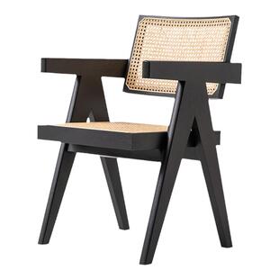 Cassina昌迪加尔椅北欧实木餐椅阳台客厅藤编椅子简约中古沙发椅