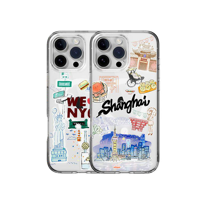 switcheasy适用2024款新苹果16手机壳iphone16promax手绘城市艺术保护套全包16pro防摔软硬16图案透明小红书