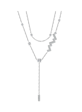 925纯银Y字双层流苏锁骨链