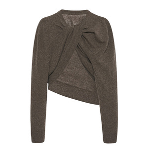 Facade pattern针织衫女秋冬新款背后捏褶羊毛针织纯色毛衣上衣