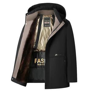 罗蒙爸爸冬装外套男士父亲冬季加绒加厚棉服外套中年保暖羽绒棉衣