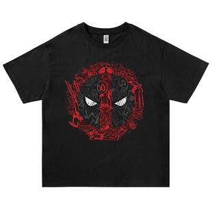 死侍短袖T恤男电影周边Deadpool金刚狼漫威联名夏季宽松半袖潮