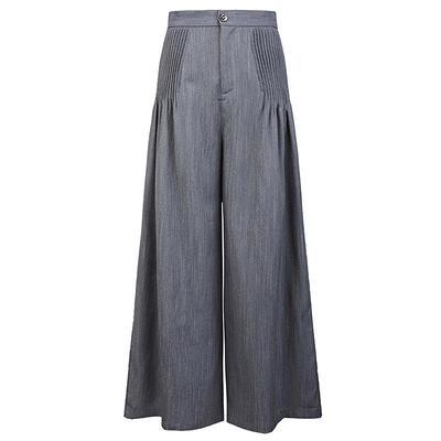 sdeer圣迪奥女装25年新品OL风松紧拼接压褶阔腿休闲长裤S252Z0815