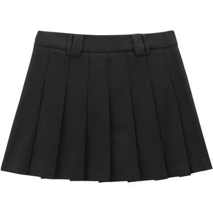 【商场同款】乐町百褶短裙秋季学院风黑色短款半裙C2GEE3212