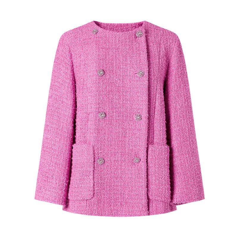 商场同款 MOISSAC摩萨克冬季法式毛呢小香风粗花呢外套女