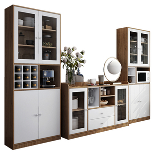 北欧餐厅高低餐边组合柜 简约现代客厅酒柜 茶水柜微波炉柜高矮柜