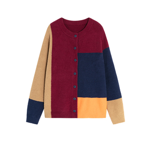 AR拼色半边绒t恤女长袖可外穿家居服秋冬款保暖开衫睡衣套装睡裤