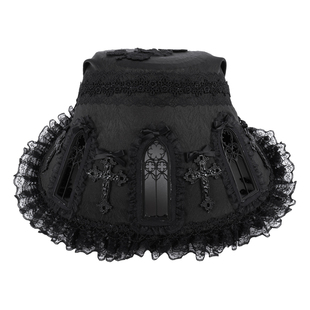 洛丽塔波奈特遮阳帽百搭款汉洋折衷哥特暗黑风十字架镂空窗小物