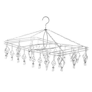 【自营】霜山不锈钢袜子晾晒架30夹可折叠晾衣架多夹子晒内衣神器