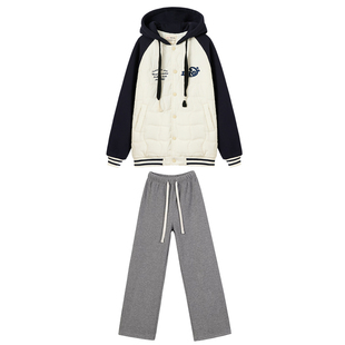 初中学生棉衣加厚外套套装棉服棒球服冬装13岁大童高中生棉袄少女