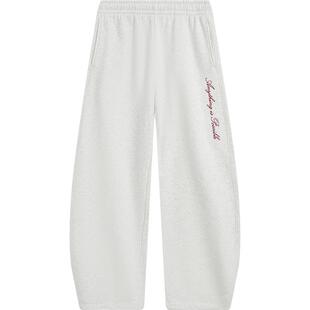 李宁弯刀裤2026新款女士阔腿休闲长裤春季休闲毛圈直筒针织运动裤