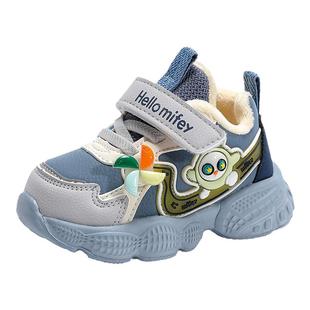 班纳米菲冬季宝宝鞋子2-5岁3男童学步鞋儿童加绒加厚小童软底棉鞋