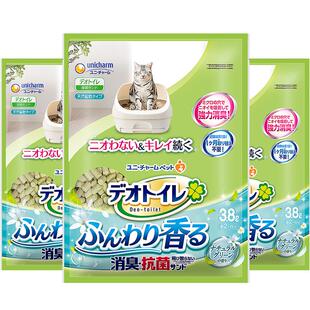 GAINES/佳乐滋尤妮佳沸石猫砂双层猫砂盆用清新庭院香3.8L*3包