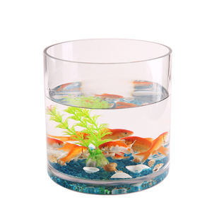 创意加厚直筒玻璃鱼缸圆柱形大号客厅办公室金鱼缸透明乌龟缸水培