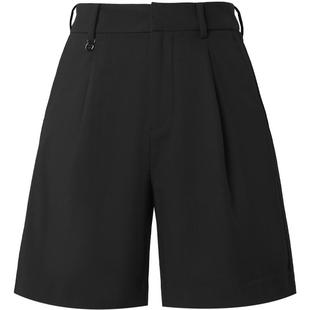 HLA/海澜之家商务宽松黑色阔腿西装短裤夏季新款职业微弹裤子女装