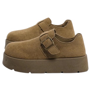 环球加绒厚底勃肯鞋女款2025冬季新款大头棉鞋休闲单鞋增高雪地靴