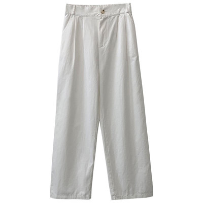 万能百搭风春夏显腿直豆腐白裤子