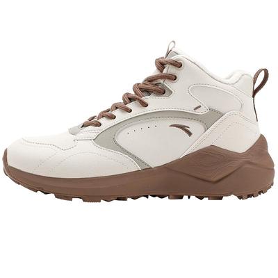 安踏保暖厚底棉鞋女高帮皮面加厚