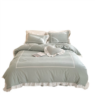 韩式ins少女心全棉四件套网红床单被套公主风纯棉床裙款床上用品