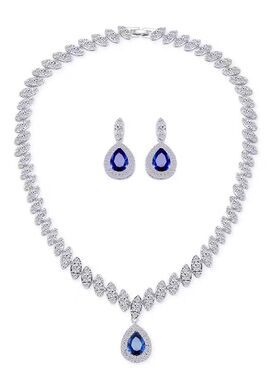 满钻水滴奢华彩钻项链耳坠