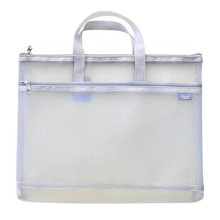 Horn号角A4手提网格双层文件袋透明简约学生用考研考试袋公文包