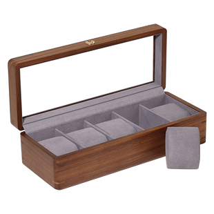 LUMBO良白/时光手表盒·十表位/原创黑胡桃实木玻璃盖腕表收纳盒