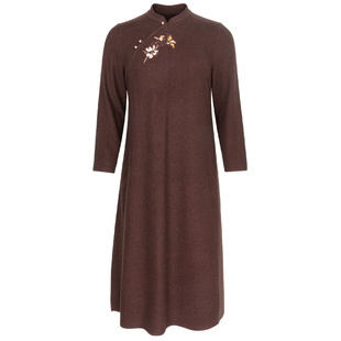 美丽客栈高端大码女装新中式国风改良旗袍裙胖mm显瘦中长款连衣裙