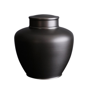 秦藏阁 锡罐大号陶罐型纯锡手工茶叶罐家用双盖密封做旧存茶罐