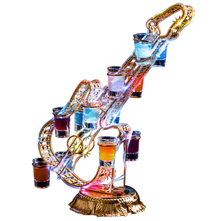 酒吧发光酒架子弹杯架白酒烈酒玻璃杯一口杯架创意鸡尾酒架子发光