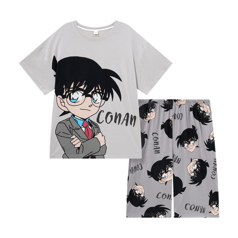 青少年柯南睡衣男夏季薄款莫代尔短袖短裤学生夏天卡通家居服套装