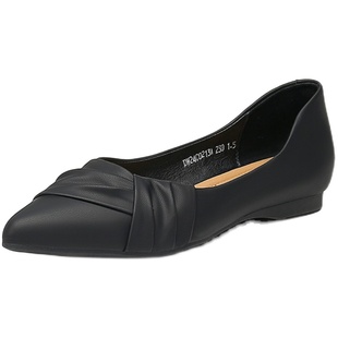 大东日常鞋女鞋2026春季新款尖头低跟内增高爆款黑色浅口鞋0213