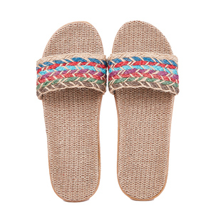新全亚麻底面拖鞋居家居女男夏季天情侣室内防滑软底日韩时尚平底
