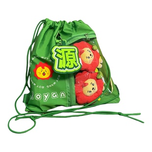 王源痛包莱阳同款包包绿色双肩包尼龙包抽绳包周边应援购物袋定制
