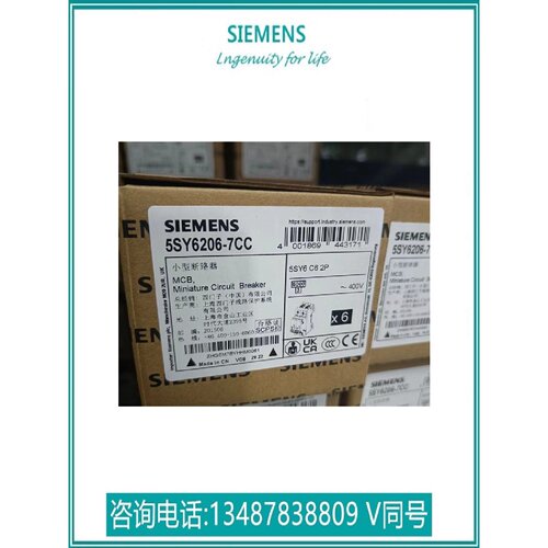 议价5SY62067CC西门子 5SY6微型断路器 C6 2P原装正品 5SY6206-7C