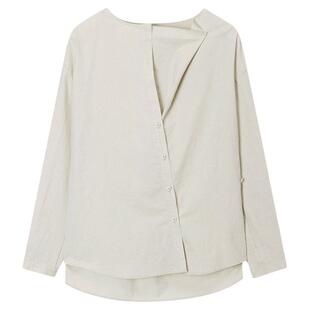 loeuvre全棉垂褶领女士衬衫柔软水洗打底衫日常通勤上衣 SW5AB325