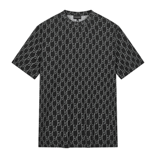 Armani/阿玛尼EA 男士老花时尚休闲圆领短袖T恤 EM006812 AF10017