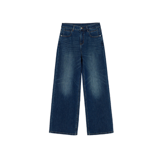 RUGOSAM「阔腿裤系列」春上新丨高腰女个性磨白宽松牛仔裤RB0736