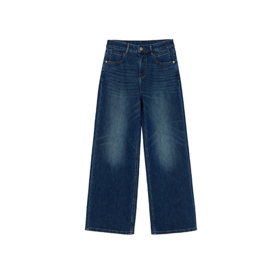 RUGOSAM「阔腿裤系列」春上新丨高腰女个性磨白宽松牛仔裤RB0736